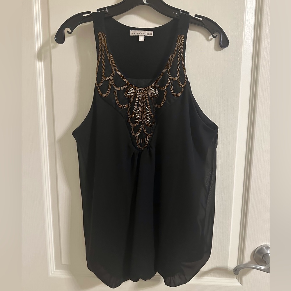 Moa Moa Sequin Blouson Top - Size L - NWOT